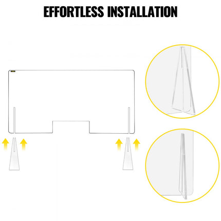 VEVOR 60 x 121 cm bureau scheidingswand plexiglas, 24 x 48 inch spuugbescherming, acrylglas 4,4 kg inkijkbescherming toonbank doorgeefd lawaai verminderen fysieke scheiding banken ziekenhuizen kantoor