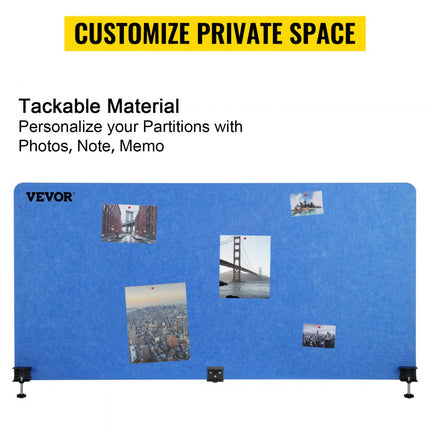 VEVOR Desktoppartitie Bureauverdeler Partitie 152 cm 3 ST PolyesterVezel Blauw