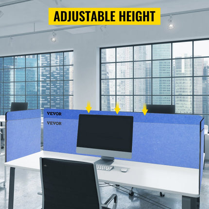 VEVOR Desktoppartitie Bureauverdeler Partitie 152 cm 3 ST PolyesterVezel Blauw