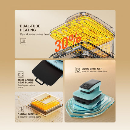 VEVOR Automatische hittepers, 15x15 inch slimme T-shirtpers met automatische release, verwarmt snel en gelijkmatig, sublimatie hittepers voor T-shirts, sublimatie, vin