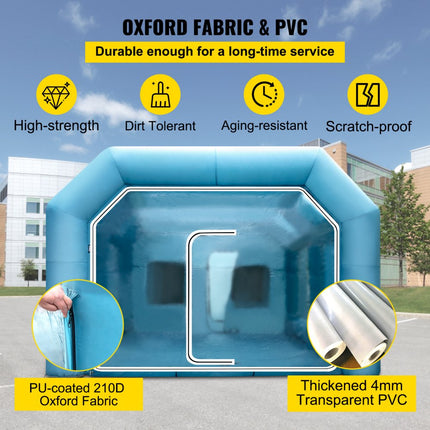 VEVOR opblaasbare spuitcabine 10 x 5 x 3,5 m, opblaasbare spuitcabine met 2 blazers, opblaasbare spuitcabine met filtersysteem, draagbare autolakcabine voor parkeertent werkplek