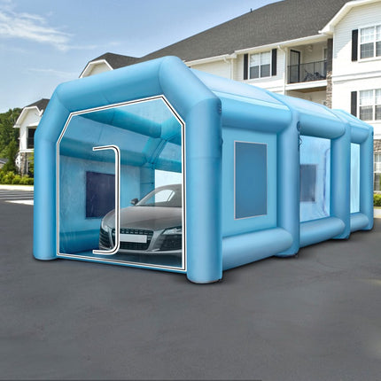 VEVOR opblaasbare spuitcabine 10 x 5 x 3,5 m, opblaasbare spuitcabine met 2 blazers, opblaasbare spuitcabine met filtersysteem, draagbare autolakcabine voor parkeertent werkplek