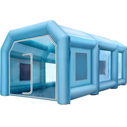 VEVOR opblaasbare spuitcabine 10 x 5 x 3,5 m, opblaasbare spuitcabine met 2 blazers, opblaasbare spuitcabine met filtersysteem, draagbare autolakcabine voor parkeertent werkplek