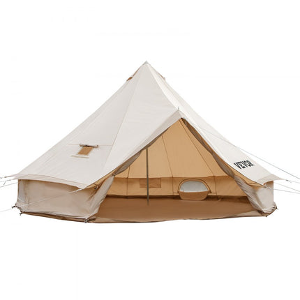 VEVOR Bell Tent 4M Outdoor Glamping Ridge Tenten Tent Katoenen Tipi Tent voor Kamperen Waterdicht voor Families Geschikt voor 5-8 Personen Kamperen Buiten Jagen voor Alle Seizoenen