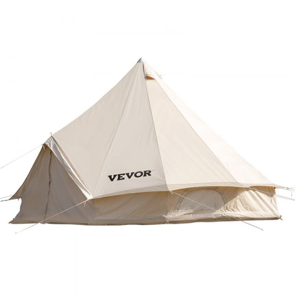 VEVOR Bell Tent 4M Outdoor Glamping Ridge Tenten Tent Katoenen Tipi Tent voor Kamperen Waterdicht voor Families Geschikt voor 5-8 Personen Kamperen Buiten Jagen voor Alle Seizoenen