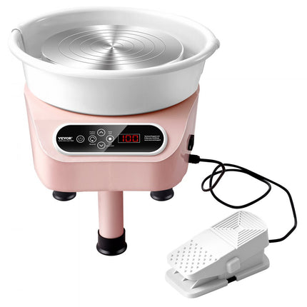 VEVOR pottenbakkersschijf keramiekwiel machinepedaal 450W 28cm roze 3 steunpoten