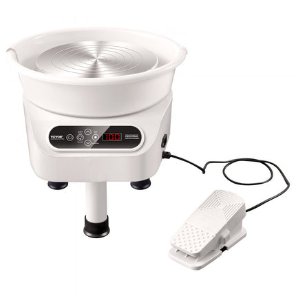 VEVOR Aardewerkschijf Keramisch wiel Machinepedaal 450W 28cm Witte steunpoten