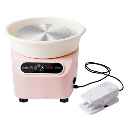 VEVOR Aardewerkschijf Keramisch wiel Machinepedaal Touchscreen 350W 28cm Roze