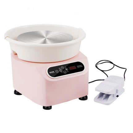 VEVOR Aardewerkschijf Keramisch wiel Machinepedaal Touchscreen 350W 28cm Roze