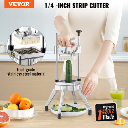 VEVOR Aardappelsnijder Fritessnijder 1/4 inch, Fritessnijder Groentesnijder Commerciële Chopper Fruitsnijder met 2 vervangende messen, RVS Chopper Salade, Fruit
