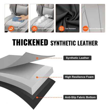 VEVOR stoelhoezen, universele autostoelhoezen, voor- en achterbank, 13-delige kunstleren stoelhoezen, volledig gesloten ontwerp, verwijderbare hoofdsteun en airbag compatibel, auto's, SUV's, vrachtwagens