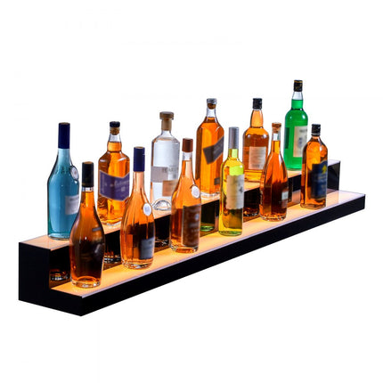 VEVOR Barplank Wijnrek LED-verlichting Wandmontage 2-laags 1524 mm display