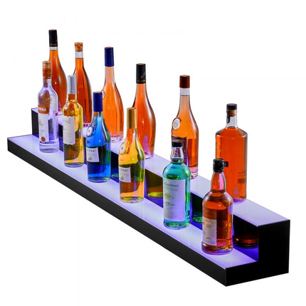 VEVOR Barplank Wijnrek LED-verlichting Wandmontage 2-laags 1524 mm display