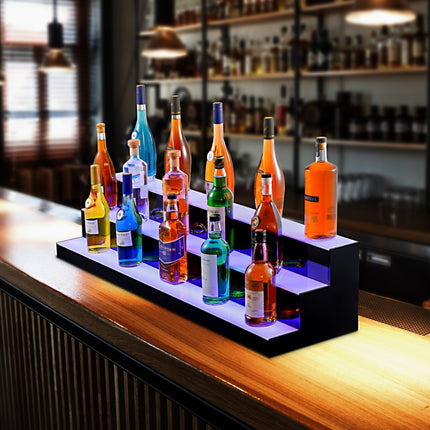 VEVOR Barplank Wijnrek LED-verlichting Wandmontage 3-laags display van 121 cm