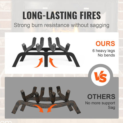 VEVOR brandhoutrooster haardrooster vuurrooster vuurhaard inzethaard 46x18x10cm