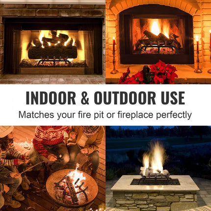 VEVOR Brandhoutrooster, 24" zwaar uitgevoerd open haardrooster met 6 steunpoten, 3/4" massieve gepoedercoate stalen staven, houthouder voor binnen- en buitenhaarden