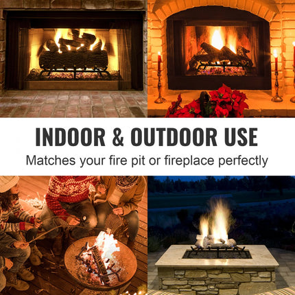 VEVOR Brandhoutrooster 30" Zwaar uitgevoerd open haardrooster met 6 steunpoten, 3/4" massieve gepoedercoate stalen staven, houthouder voor binnen- en buitenhaarden