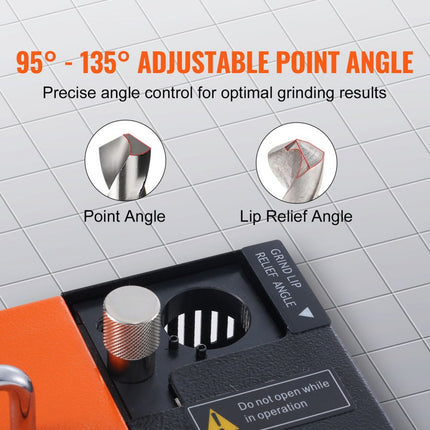 VEVOR MR-13A boorslijpmachine 120W boorslijpmachine 4500 rpm slijpstation staalborenslijper 95-135° verstelbare punthoek 11 spantangen geschikt voor boordiameter φ3-13 mm