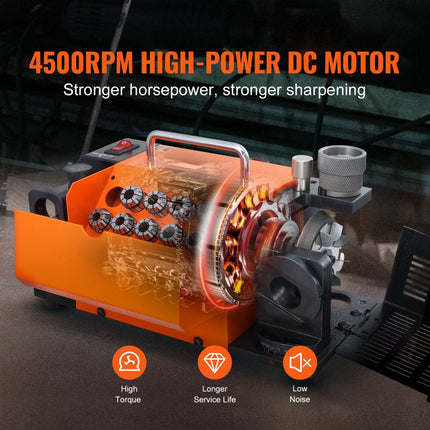 VEVOR MR-13A boorslijpmachine 120W boorslijpmachine 4500 rpm slijpstation staalborenslijper 95-135° verstelbare punthoek 11 spantangen geschikt voor boordiameter φ3-13 mm