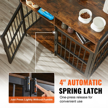 VEVOR hondenkooi 1041x599x919mm hondenbox gemaakt van koolstofstalen frame en P2-spaanplaat Vintage bijzettafel draadkooi huisdierenkooi met dubbele deur design meubelstijl hondenbox hondenpoortbox