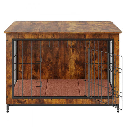 VEVOR hondenkooi 98x65x68cm hondenbox gemaakt van P2 en Q195 vintage bijzettafel draadkooi huisdierenkooi met 2 deuren, lekbak en kussen hondenbox in meubelstijl hondengaasbox