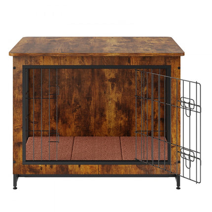 VEVOR hondenkooi 83x56x64cm hondenbox gemaakt van P2 en Q195 vintage bijzettafel draadkooi huisdierenkooi met 2 deuren, lekbak en kussen hondenbox in meubelstijl hondengaasbox