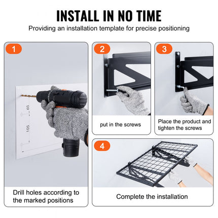 VEVOR Set van 2 garageplanken 915 x 620 x 209 mm Gereedschapsopslag 113,4 kg per laag Gereedschapshouder Wand 91,5 x 61 cm Plankruimte Opbergplanken Metalen plank Gereedschapsorganizer Wandplanken