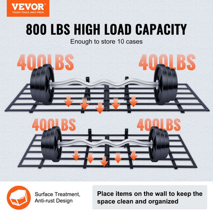 VEVOR set van 2 garageplanken 1830 x 630 x 305 mm gereedschapsopslag 363 kg per laag gereedschapshouder muur 183 x 61 cm plankruimte opbergplanken metalen plank gereedschapsorganizer wandplanken