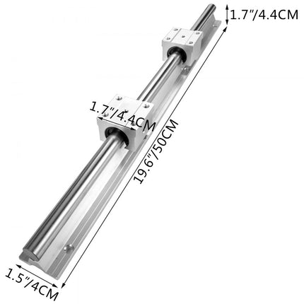 VEVOR Lineaire Geleiding Lineaire Rail 2 Stuks 500mm SBR16 Lineaire Lager-glijset SBR16UU Lagerkussenblokken Lineaire Railassen Lineaire Geleiderails