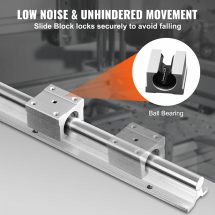 VEVOR Lineaire Geleiding Lineaire geleider Lineaire rail 2 stuks SBR20-1500mm koolstofstaal aluminium geleiderail SBR20UU glijblokken Lineaire