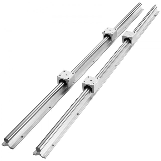 VEVOR Lineaire geleiderailset, SBR25 1200 mm, 2 stuks 47,2"/1200 mm SBR25 geleiderails en 4 stuks SBR25UU schuifblokken, lineaire rails en lagerset voor geautomatiseerde machines, doe-het-zelf-project