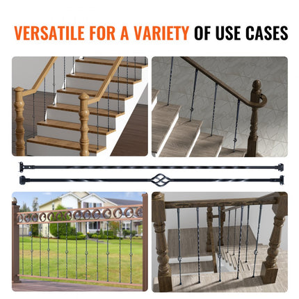 VEVOR relingstang, poortstang, sierstang, hekstang, gegalvaniseerd staal, 56 x 56 x 1122 mm, balusters, trapstang, trapsporten, mat zwart, ideaal voor binnentrappen en leuningen