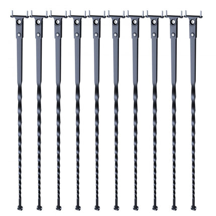 VEVOR Metalen trapbalusters 13x13x1122mm Decoratieve gegalvaniseerde stalen relingspindels 10-pack dekbalusters met holle wendingen Satijnzwarte spiraaltrapleuning