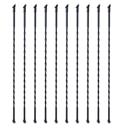 VEVOR Metalen trapbalusters 13x13x1122mm Decoratieve gegalvaniseerde stalen relingspindels 10-pack dekbalusters met holle wendingen Satijnzwarte spiraaltrapleuning