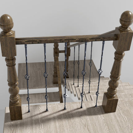 VEVOR metalen trapleuning, 56x56x1122 mm decoratieve gegalvaniseerde stalen relingspindels, 10-pack reling met holle dubbele manden, spiraalvormige trapleuning met schoenen en schroeven