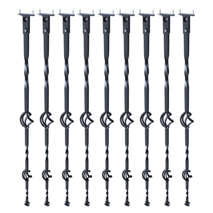 VEVOR metalen trapleuning, 56x56x1122 mm decoratieve gegalvaniseerde stalen relingspindels, 10-pack reling met holle dubbele manden, spiraalvormige trapleuning met schoenen en schroeven