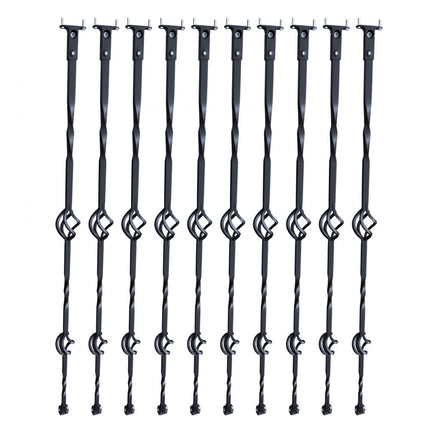 VEVOR metalen trapleuning, 56x56x1122 mm decoratieve gegalvaniseerde stalen relingspindels, 10-pack reling met holle dubbele manden, spiraalvormige trapleuning met schoenen en schroeven