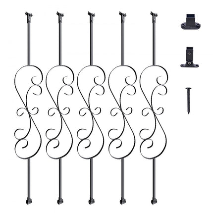 VEVOR relingstang, poortstang, sierstang, hekstang, gegalvaniseerd staal, 185 x 20 x 1118 mm, balusters, trapstang, trapsporten, mat zwart, ideaal voor binnentrappen en leuningen