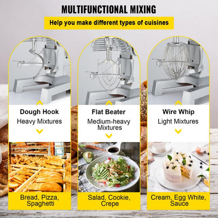 VEVOR Deegmixer Keukenmachine Standmixer Commerciële Kneedmachine 15 Qt 600W