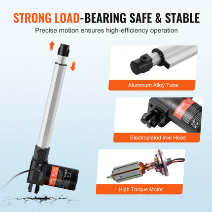 VEVOR 6000N Lineaire actuator DC 12V Lineaire aandrijving IP44 Elektrische lineaire motor 250 mm Slaglengte Geluidsniveau ≤ 50 dB Elektrische deuropener 5 mm/s Rijsnelheid Lineaire technologie Aanpassing Aandrijving