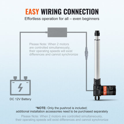 VEVOR 6000N Lineaire actuator DC 12V Lineaire aandrijving IP44 Elektrische lineaire motor 250 mm Slaglengte Geluidsniveau ≤ 50 dB Elektrische deuropener 5 mm/s Rijsnelheid Lineaire technologie Aanpassing Aandrijving