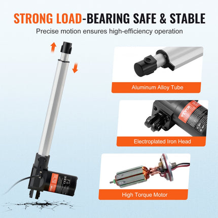 VEVOR 6000N Lineaire actuator DC 12V Lineaire aandrijving IP44 Elektrische lineaire motor 300 mm Slaglengte Geluidsniveau ≤ 50 dB Elektrische deuropener 5 mm/s Rijsnelheid Lineaire technologie Aanpassing Aandrijving