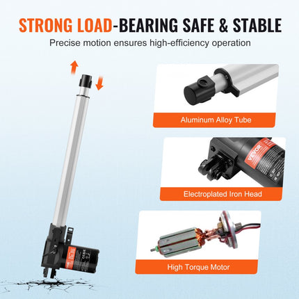VEVOR 6000N Lineaire actuator DC 12V Lineaire aandrijving IP44 Elektrische lineaire motor 350 mm Slaglengte Geluidsniveau ≤50 dB Elektrische deuropener 5 mm/s Rijsnelheid Lineaire technologie Aanpassing Aandrijving