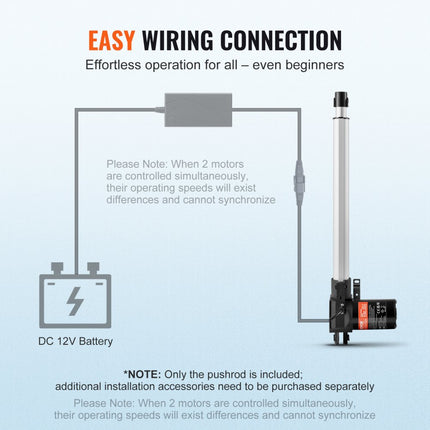 VEVOR 6000N Lineaire actuator DC 12V Lineaire aandrijving IP44 Elektrische lineaire motor 350 mm Slaglengte Geluidsniveau ≤50 dB Elektrische deuropener 5 mm/s Rijsnelheid Lineaire technologie Aanpassing Aandrijving