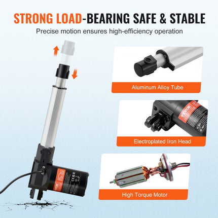 VEVOR 6000N Lineaire actuator DC 12V Lineaire aandrijving IP44 Elektrische lineaire motor 150 mm Slaglengte Geluidsniveau ≤50 dB Elektrische deuropener 5 mm/s Rijsnelheid Lineaire technologie Aanpassing Aandrijving