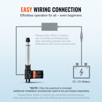 VEVOR 6000N Lineaire actuator DC 12V Lineaire aandrijving IP44 Elektrische lineaire motor 150 mm Slaglengte Geluidsniveau ≤50 dB Elektrische deuropener 5 mm/s Rijsnelheid Lineaire technologie Aanpassing Aandrijving