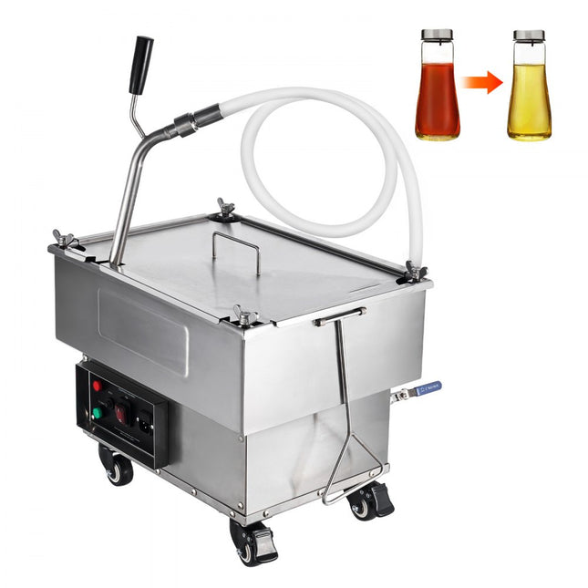 VEVOR mobiel friteusefilter, olietankcapaciteit van 18 liter, oliefiltratiesysteem met oliefiltratiesnelheid van 10 l / min, oprolbaar frituuroliefiltersysteem met zwenkwielen, olieslang voor restaurant