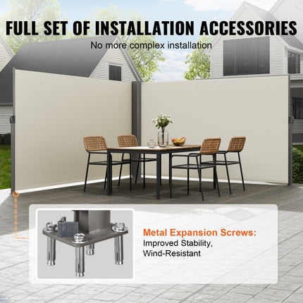VEVOR Intrekbare Zijluifel TerrasschermOmheining 180 x 600cm Schermscheidingswand Intrekbare Buitendeur Intrekbare Afrastering Buitenscherm Voor Makkelijk te Installeren Privacy Bescherming