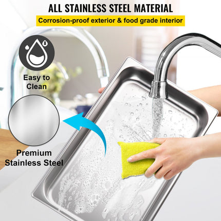 VEVOR Professionele Komfoorset Commerciële Voedselverwarmer 400W68x47,5x30cm RVS