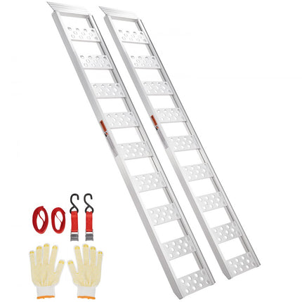 VEVOR Aluminium oprijplaten Rechte oprit met treden en draagriemen, draagbare laadramp voor motorfietsen, ATV's, vrachtwagens, grasmaaiers, crossmotoren, tuintractoren, 2 stuks 600 kg laadvermogen